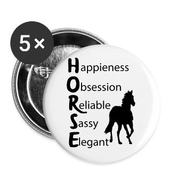 Reitsport Pferde Reiten Reiterin Geschenke - Buttons groß 56 mm (5er Pack) - Weiß - Vorne
