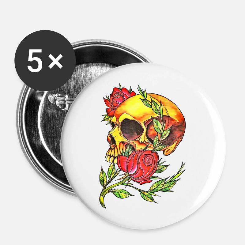 Skull - Buttons large 2.2''/56 mm (5-pack) - white