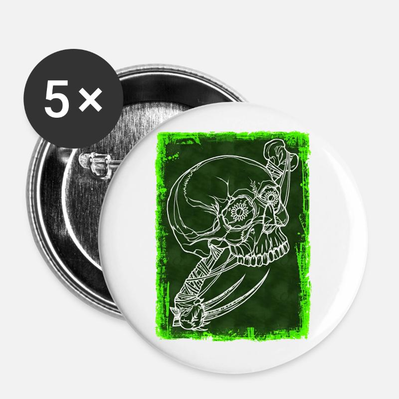 Skull - Buttons large 2.2''/56 mm (5-pack) - white