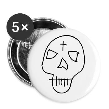 Skull - Buttons large 2.2''/56 mm (5-pack) - white - Front
