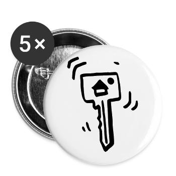 Clé de la maison / clé de maison - Ouverture - Construction - Lot de 5 grands badges (56 mm) - blanc - Devant