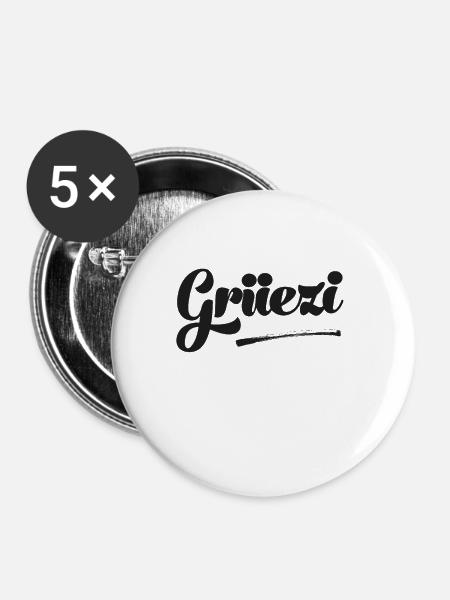 Grüezi Schweiz Schweizer Schweizerdeutsch Schweiz - Buttons groß 56 mm (5er Pack) - Weiß