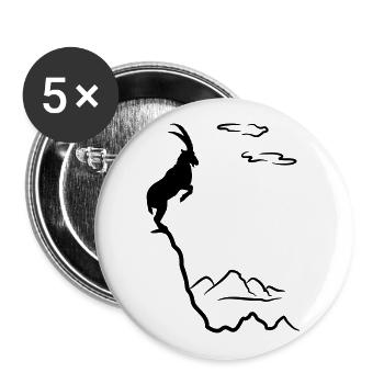 Capricorne sur la montagne - Lot de 5 grands badges (56 mm) - blanc - Devant