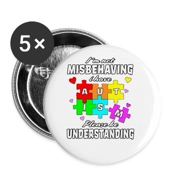 Autismus Spruch Autist Autisten Geschenkidee süß - Buttons groß 56 mm (5er Pack) - Weiß - Vorne