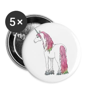 Unicorn unicorn rainbow rainbow horse - Buttons large 2.2''/56 mm (5-pack) - white - Front
