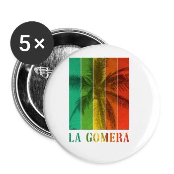 La Gomera Summer Sun Beach Sea Palm Trees - Buttons large 2.2''/56 mm (5-pack) - white - Front