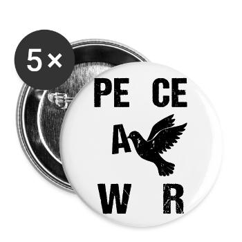 Peace No War Friedenstaube - Buttons groß 56 mm (5er Pack) - Weiß - Vorne