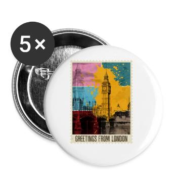 London England UK City Skyline Stamp Colorful - Buttons large 2.2''/56 mm (5-pack) - white - Front