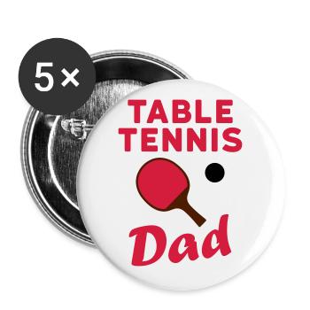 Tennis de table papa, raquettes de tennis de table, tennis de table - Lot de 5 grands badges (56 mm) - blanc - Devant