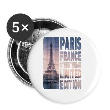 Paris France City Skyline Home Love - Buttons large 2.2''/56 mm (5-pack) - white - Front