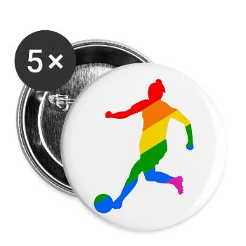 Gay Pride Frauenfußball Design - Buttons groß 56 mm (5er Pack) - Weiß - Vorne