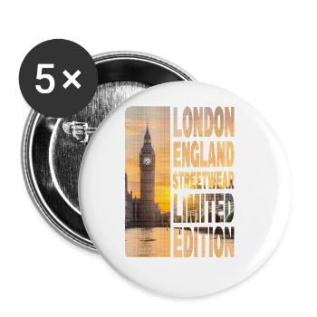 London England UK Stadt Skyline Big Ben Streetwear - Buttons groß 56 mm (5er Pack) - Weiß - Vorne