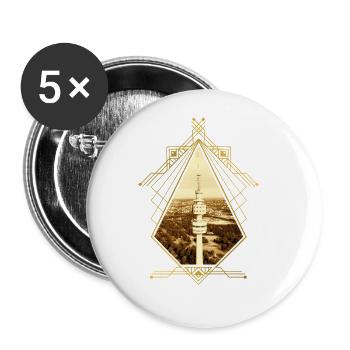 Dortmund Germany City Skyline Gold Love - Buttons large 2.2''/56 mm (5-pack) - white - Front