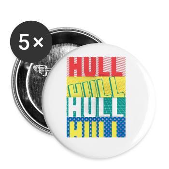 Hull England UK Stadt Schrift Skyline Heimat - Buttons groß 56 mm (5er Pack) - Weiß - Vorne