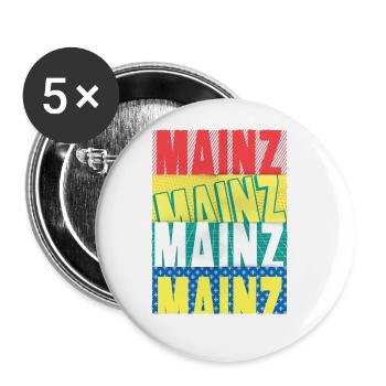 Mainz Germany City Font Skyline - Buttons large 2.2''/56 mm (5-pack) - white - Front