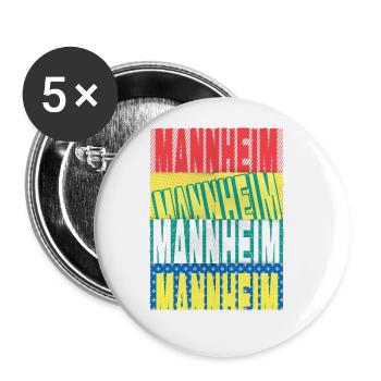 Mannheim Germany City Font Skyline - Buttons large 2.2''/56 mm (5-pack) - white - Front