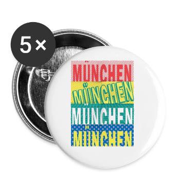 Munich Germany City Font Skyline - Buttons large 2.2''/56 mm (5-pack) - white - Front