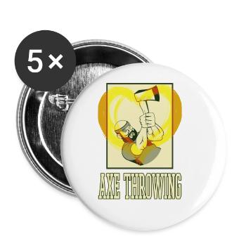 Axtwerfen Axt Werfen Axe Throwing Sport Doppelaxt - Buttons groß 56 mm (5er Pack) - Weiß - Vorne