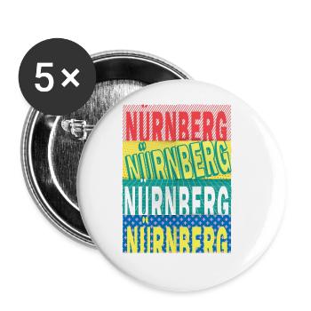 Nürneberg Deutschland Stadt Schrift Skyline - Buttons groß 56 mm (5er Pack) - Weiß - Vorne