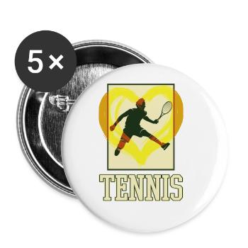Tennis Tennis Player Ball Sport Vintage Retro Heart - Buttons large 2.2''/56 mm (5-pack) - white - Front