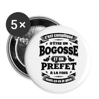 BOGOSSE ET PRÉFET - Lot de 5 grands badges (56 mm) - blanc - Devant
