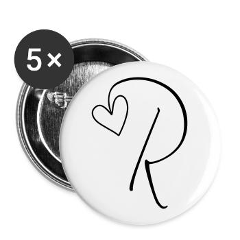 Buchstabe R Buchstabe-R Kalligrafie - Buttons groß 56 mm (5er Pack) - Weiß - Vorne