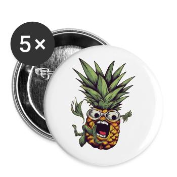 Falling nerdy pineapple with glasses - Buttons large 2.2''/56 mm (5-pack) - white - Front