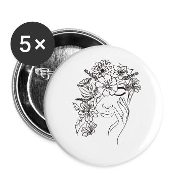 Face Flowers - Buttons large 2.2''/56 mm (5-pack) - white - Front
