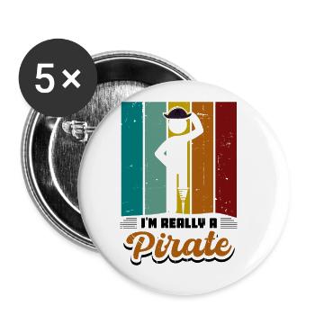 I'm Really A Pirate - Buttons groß 56 mm (5er Pack) - Weiß - Vorne