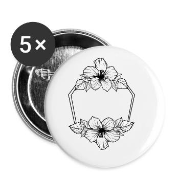 Hibiscus Boho Flower 8 - Buttons large 2.2''/56 mm (5-pack) - white - Front