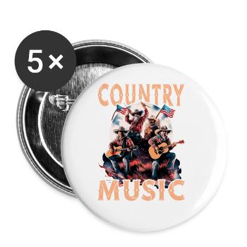 Chanteur de guitare de musique country Western USA Vintage - Lot de 5 grands badges (56 mm) - blanc - Devant