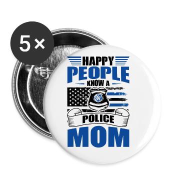 Polizei Polizist Polizeibeamte - Buttons groß 56 mm (5er Pack) - Weiß - Vorne