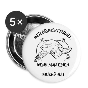 Schildkröten Schildkröte - Buttons groß 56 mm (5er Pack) - Weiß - Vorne