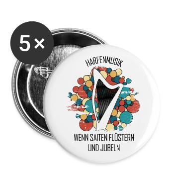 Harfe Geschenk Musikinstrument Musiker Zupfen - Buttons groß 56 mm (5er Pack) - Weiß - Vorne