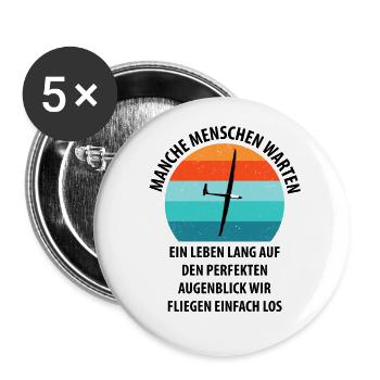 Segelflieger Segelfliegen Segelflugzeug Fliegen - Buttons groß 56 mm (5er Pack) - Weiß - Vorne