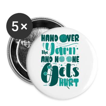 Hand over the yarn and no one gets hurt - Buttons groß 56 mm (5er Pack) - Weiß - Vorne