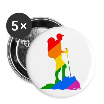 Bunter Wanderer - Wandern - Buttons groß 56 mm (5er Pack) - Weiß - Vorne