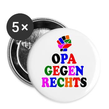 Opa gegen rechts - Buttons groß 56 mm (5er Pack) - Weiß - Vorne