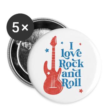 I love rock and roll - Buttons large 2.2''/56 mm (5-pack) - white - Front