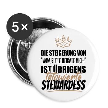 Tätowierte Stewardess ist die attraktivste - Buttons groß 56 mm (5er Pack) - Weiß - Vorne