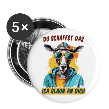 Du schaffst das! Ich glaub an dich! Glücksbringer - Buttons groß 56 mm (5er Pack) - Weiß - Vorne