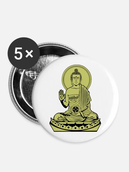 Sitting Buddha de - Buttons groß 56 mm (5er Pack) - Weiß
