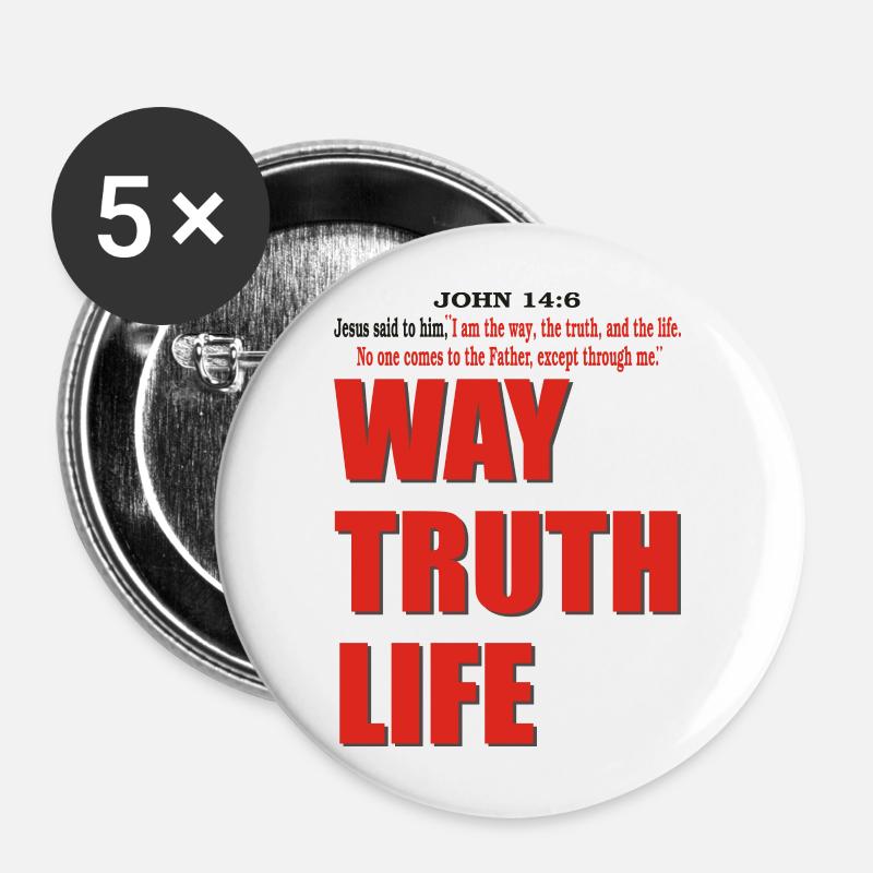WAY TRUTH LIFE ~ John 14:6 - Buttons large 2.2''/56 mm (5-pack) - white