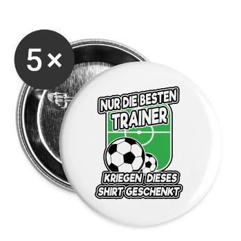 Nur die besten Trainer Shirt Fußball Geschenk - Buttons groß 56 mm (5er Pack) - Weiß - Vorne