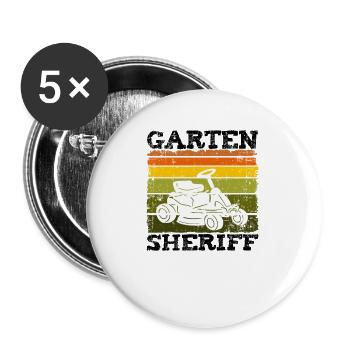 Garten Opa Papa Rasenmäher Rasen mähen Geschenk - Buttons groß 56 mm (5er Pack) - Weiß - Vorne