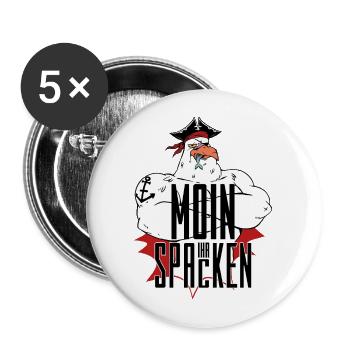 MOIN IHR SPACKEN - Buttons groß 56 mm (5er Pack) - Weiß - Vorne