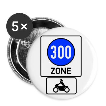 Mind. 300km/h Frei Motorrad Zone - Buttons groß 56 mm (5er Pack) - Weiß - Vorne