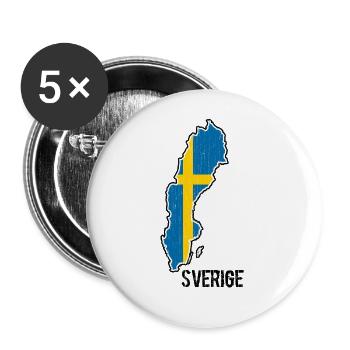 Souvenir du contour du drapeau de la Suède - Lot de 5 grands badges (56 mm) - blanc - Devant