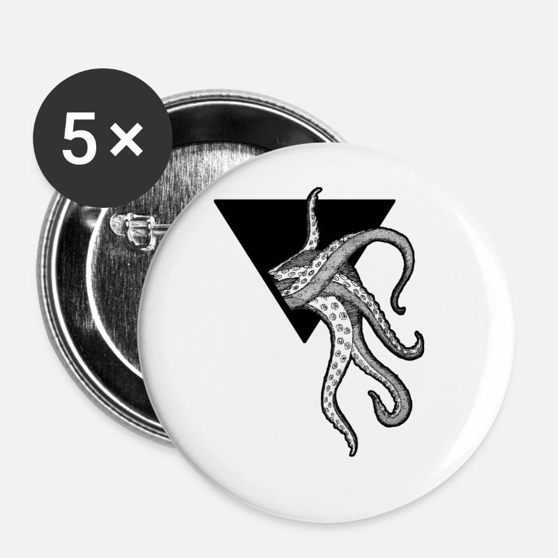 Kraken Octopus Tentacles - Buttons large 2.2''/56 mm (5-pack) - white