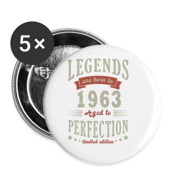 legend born in 1963 Gift anniversair 60 years - Buttons large 2.2''/56 mm (5-pack) - white - Front